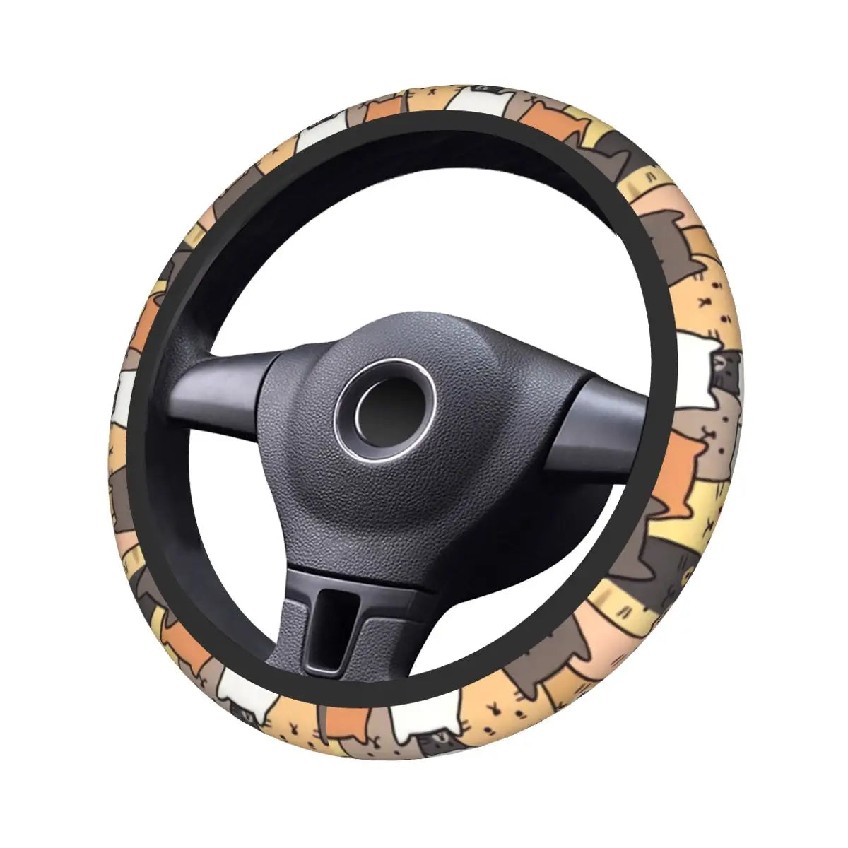 Funny Cats Car Steering Wheel Cover 38cm Animal Cat Steering Wheel Protective Cover Car-styling Steering-Wheel Accessories