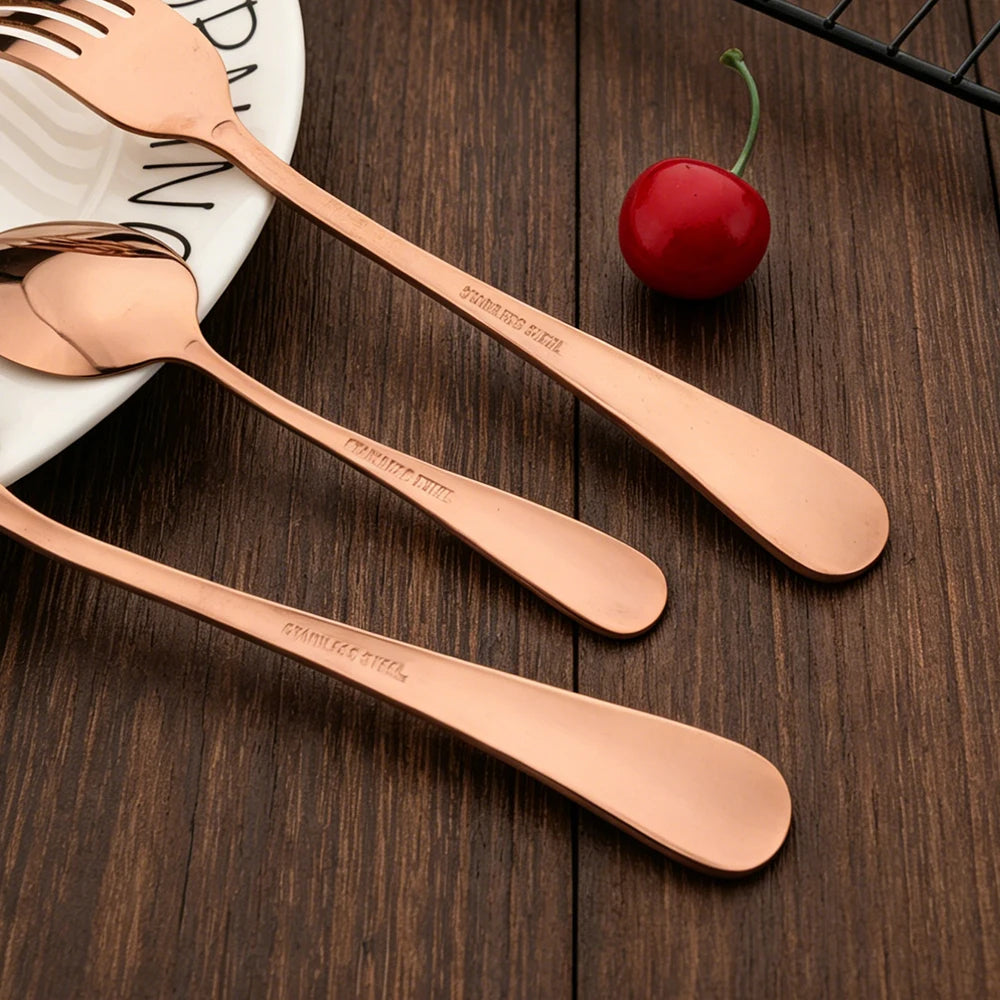 16Pcs Tableware Dinnerware Set Golden Cutlery Set Stainless Steel Fork Knife Teaspoon Dinner Silverware Kitchen Flatware Set