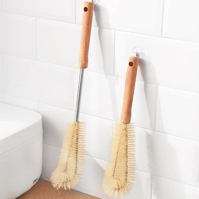 Kitchen Cleaning Tools Drink Bottles Glass Scrubbers Cleaning Brush Wooden Bottle Cleaning Brush with Long Handle