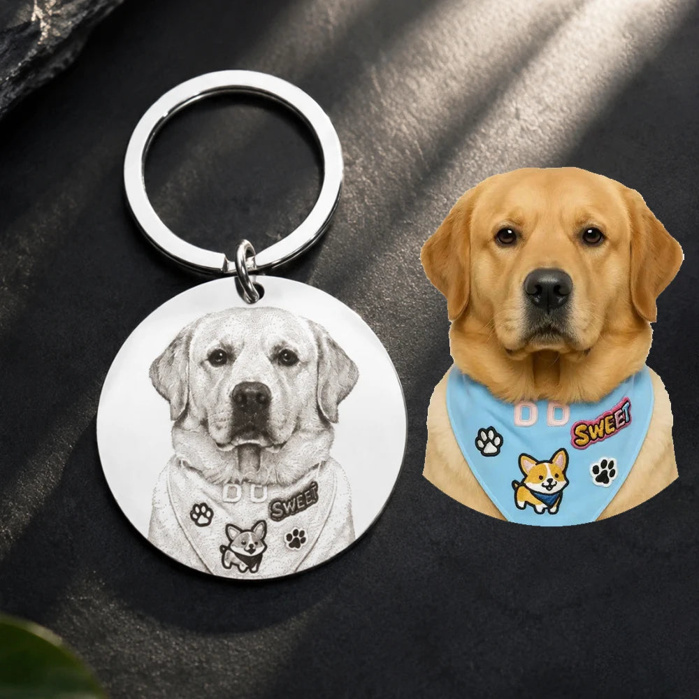 Personalized Photo 35mm Round Keychain Customized With Couple/Famliy/Pet Picture Pendant Keyring Stainless Steel Jewelry Gift