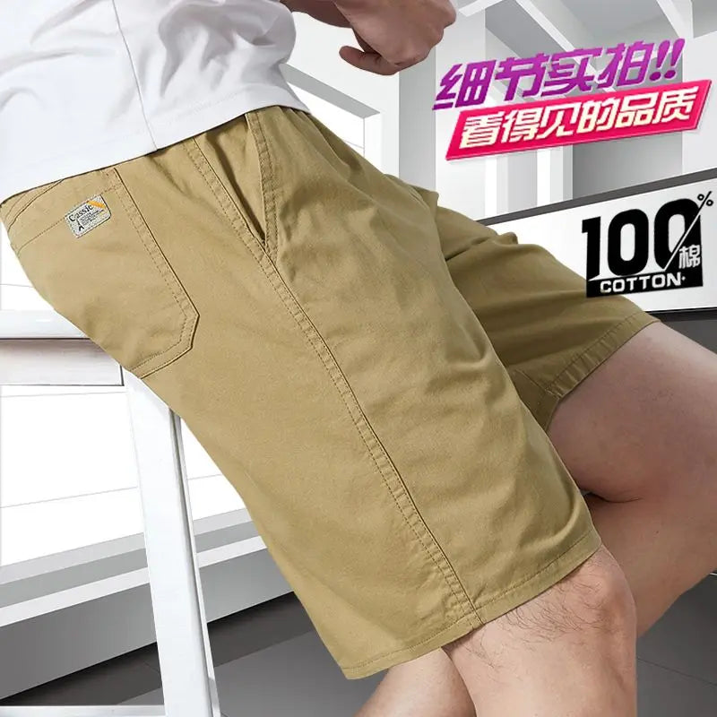 Men Wear Pure Cotton Thin Straight Loose Casual and Versatile Five-point Pants in Summer