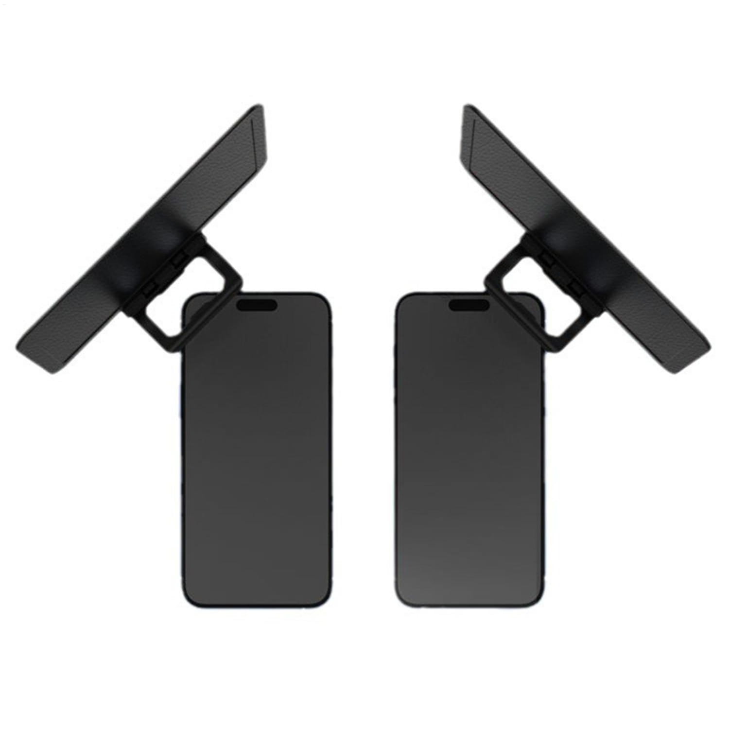 black smartphone stands with adjustable angled arms for secure support designed for use with phone sun shade and mobile phone uv protection cover.
