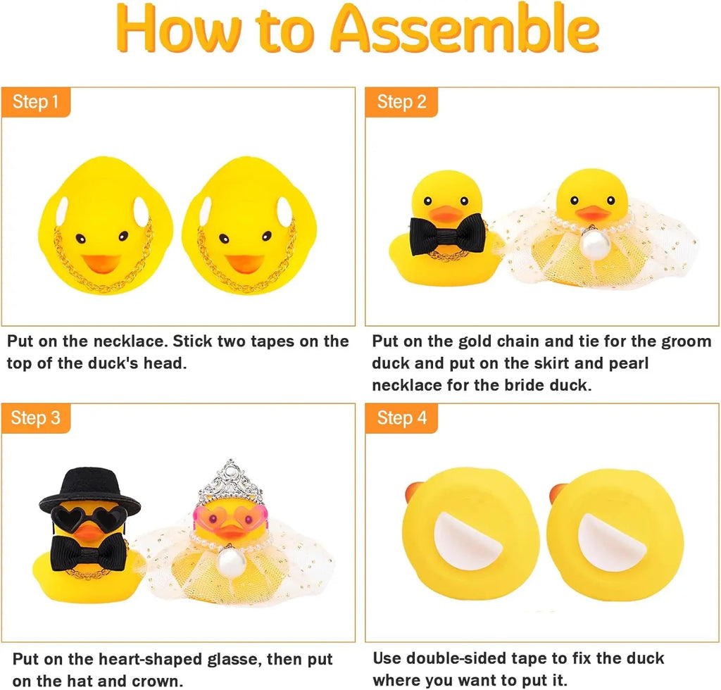Wedding Little Yellow Duck Bride and Groom Car Dashboard Decoration Valentine's Day Couple Gift Ceremony Home Car Ornaments