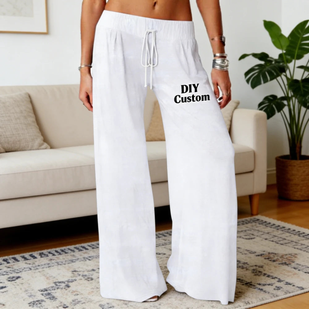Custom DIY Loungewear Pants Men Women Loose Fit Drawstring Trousers Winter Elastic Waist Home Plus Size Lightweight Breathable