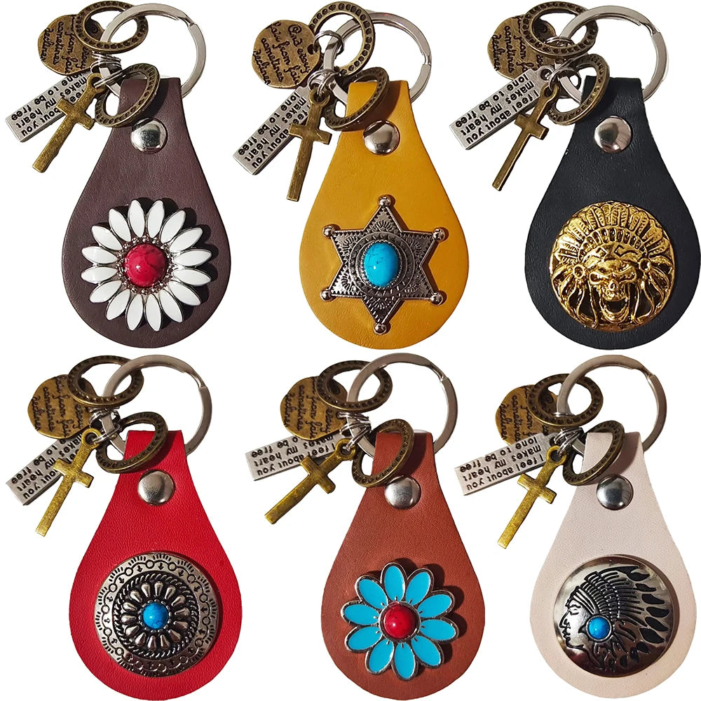 Handmade Originality Leather Key Chains Car Motorcycle Keychain Creative Home Small Gift Pendant Key Conchos Accessories
