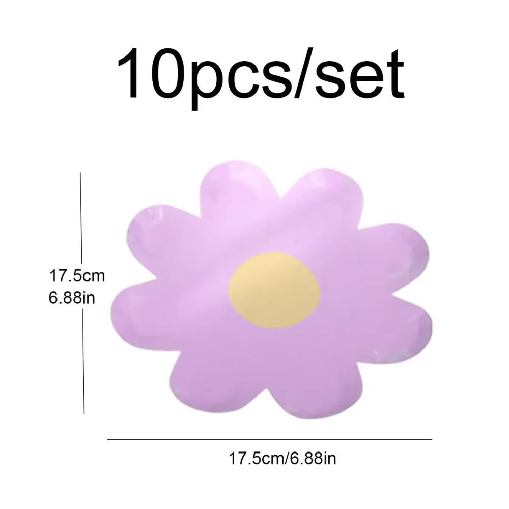 10pcs Disposable Daisy Picnic Tableware Kids Birthday Party Baby Shower Flower Dinner Plate Small Wedding Decoration