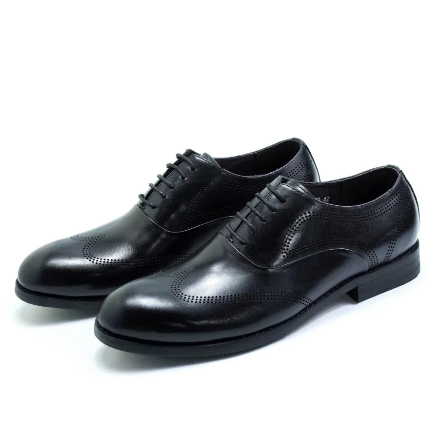 Men Dress Shoes High Quality Italian Elegant Round Toe Lace Up Shoes for Man Wedding Social Oxford dress Shoes