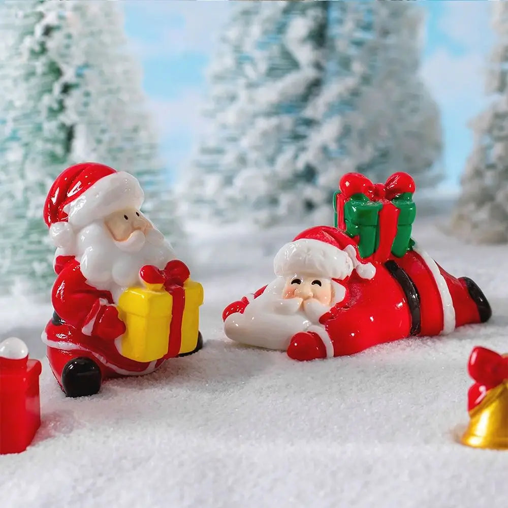 Funny Bonsai Decor Micro Landscape Resin Snow Scene Santa Claus Figurines Mini DIY Christmas Ornaments New Year Decorations