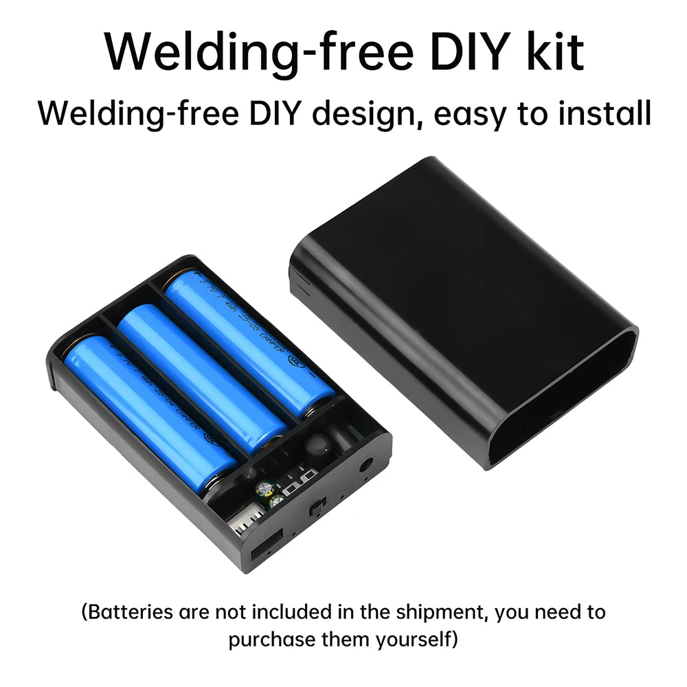 3 18650 Mobile Power Bank Shell DC 5V 12V Dual Output Series Mobile Power Bank Battery Box Solder-Free DIY Kit With Switch