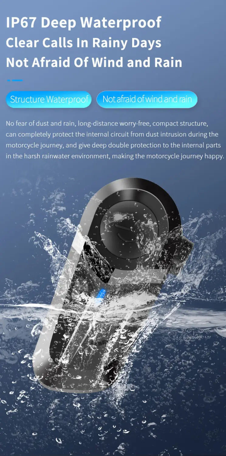 Black and silver ip67 waterproof motorcycle phone mount with circular camera lens for Bluetooth motorcycle helmet headset waterproof music player.