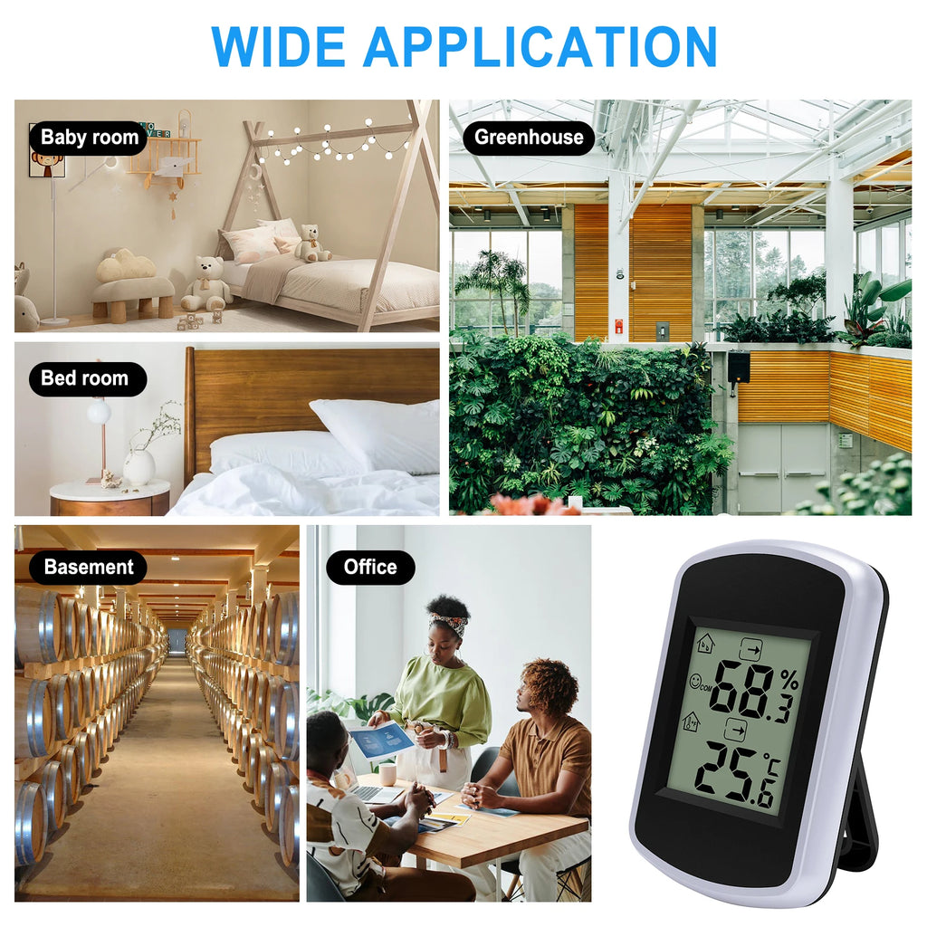 Digital Thermometer Smart Humidity Temperature Gauge Color Comfort Alert Trend Arrows Battery Powered Hygrometer for Home