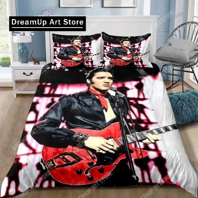 Poster Collection E-Elvis Presley Bedding Set Single Twin Full Queen King Size Bed Set Adult Kid Bedroom Bedding Gift