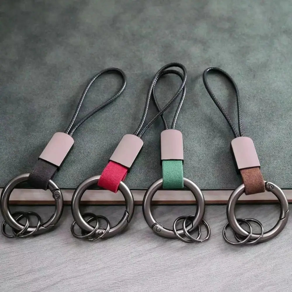 Alloy Leather Fur Keychain Multifunctional Carabiner Holder Leather Waist Hanging Key Chain Anti-Lost Business Style