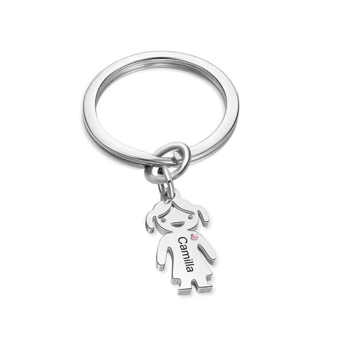 Stainless Steel Personalized Kids Charm Key Chain Custom 1-5 Names Key Chain Key Ring Gifts for Mother Daddy Father’s Day Gift