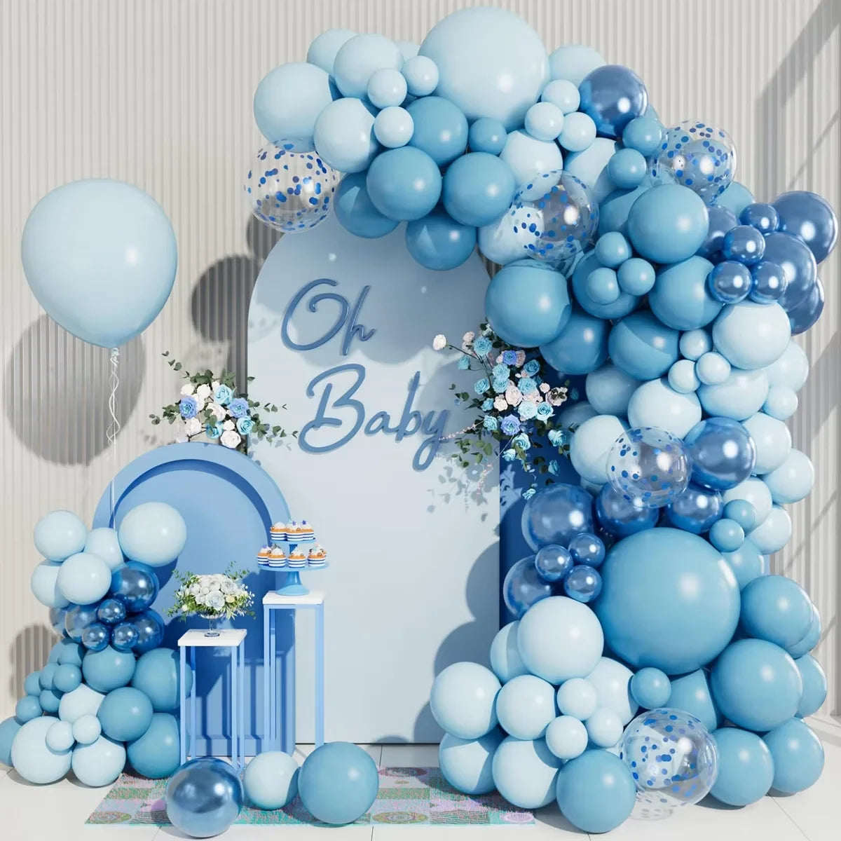Blue Balloon Garland Arch Kit Happy Birthday Party Set Decorations Confetti Ballons Baby Shower Baloon Wedding BG Decor Globos