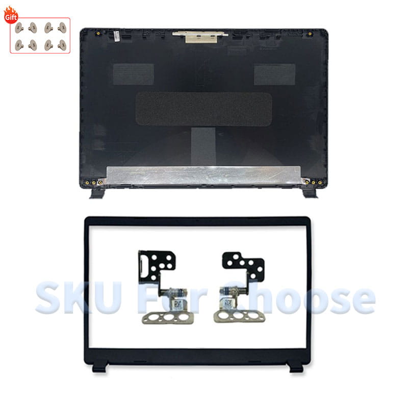 black plastic laptop screen bezel with integrated hinges and metal mounting brackets for replacement housing case compatible with acer aspire 3 n19c1 a315-42 a315-42g a315-54 and a315-54k models