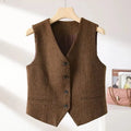 Women's Fashion Sleeveless Vests Casual V Neck Button Waistcoat Formal Business Tuxedo Shirt Slim Fit Cropped Blazer Vests