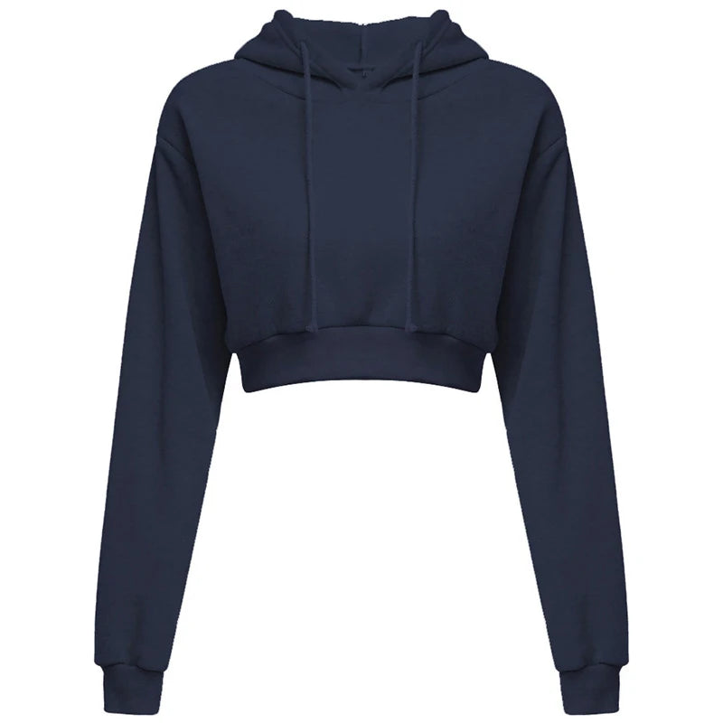 New Fashion Women Hoodie Sweatshirt Short Top Coat Sport Pullover Hooded Tops Female Autumn Winter Clothes Crop Top Hoodie