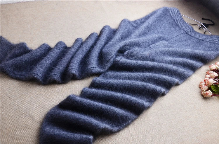 Women Female Male Fashion Hairy Soft Warm Mink Cashmere Knitted Underwear Trousers Pants For Autumn Winter Angora Fur Clothing