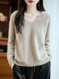 High-end 100% Pure Wool Pullover Sweater Women's New Hooded Soild Loose Basic Cashmere Knit Coat Autumn Winter Thick Warm Soft