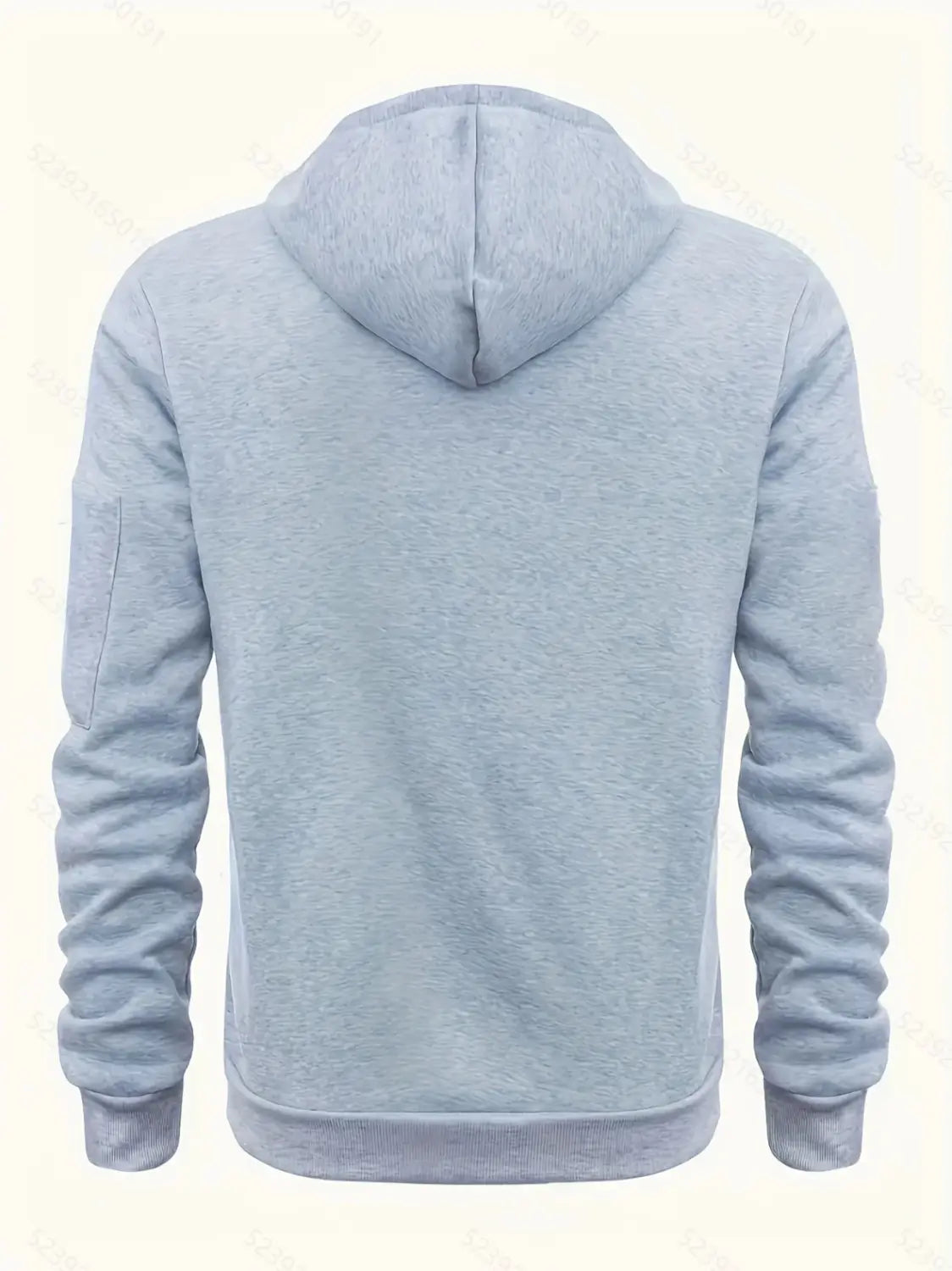 Sudadera casual tipo zip para hombre para otoño e invierno en algodón color gris jaspeado claro, con ajuste relajado y puños de canalé.
