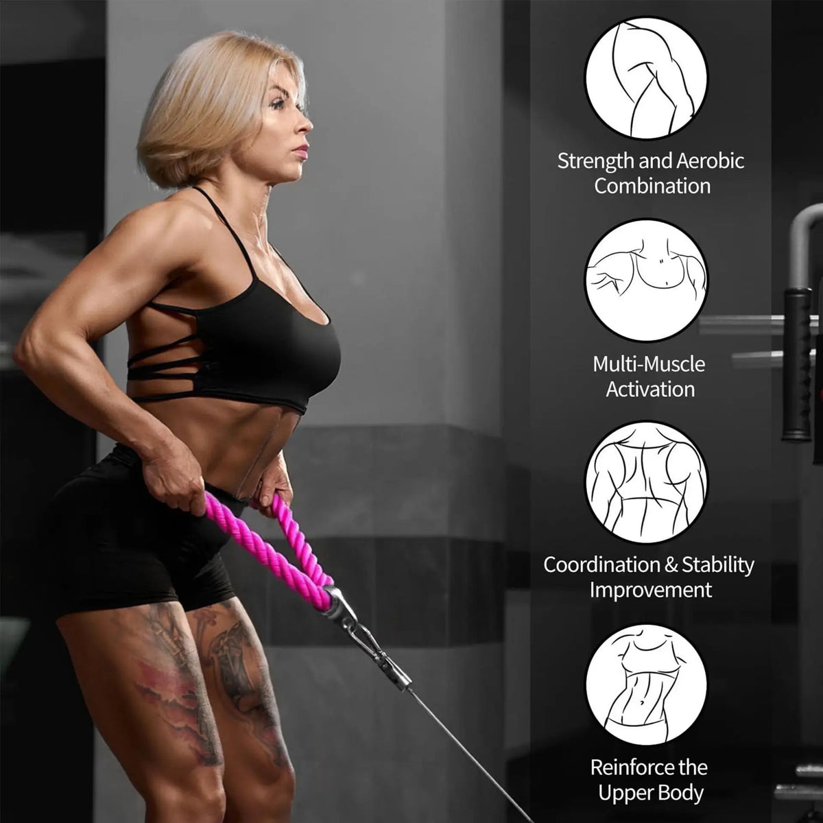 Tricep Rope Biceps Training Gantry Frame Equipment Double Head Pull Rope Gym Accessories for Body Building & Strength Training