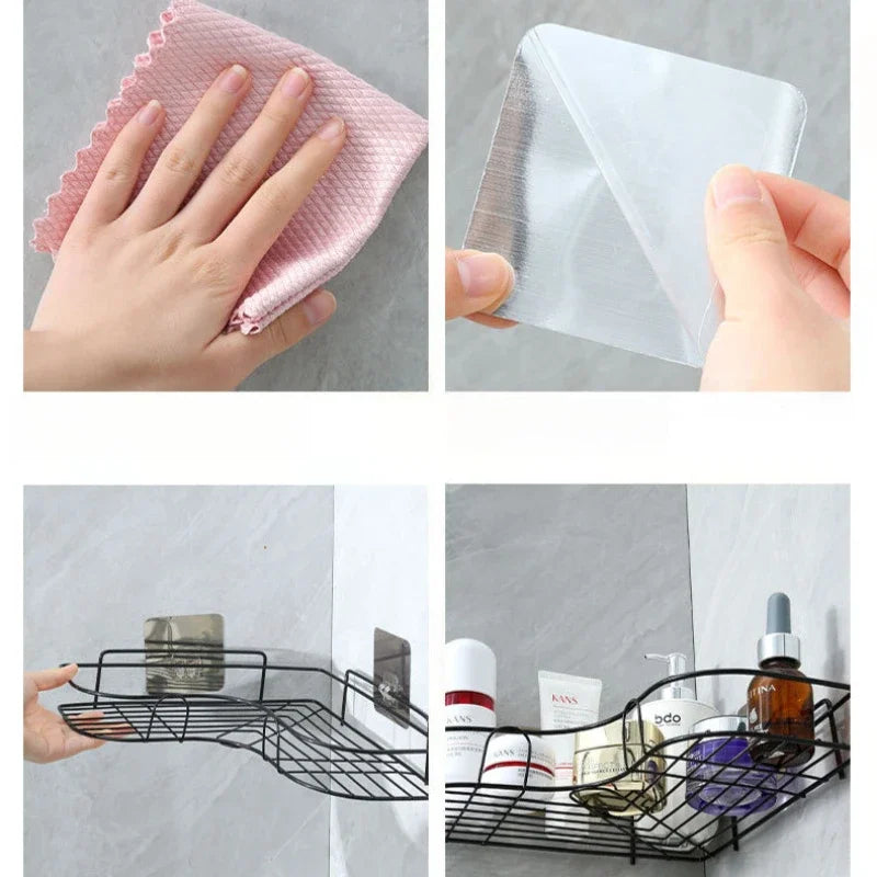Bathroom Shelf Wall Mounted Corner Storage Shelves Shampoo Holder Cosmetic Rack Bath Shower Drain Basket Bathroom Organizer