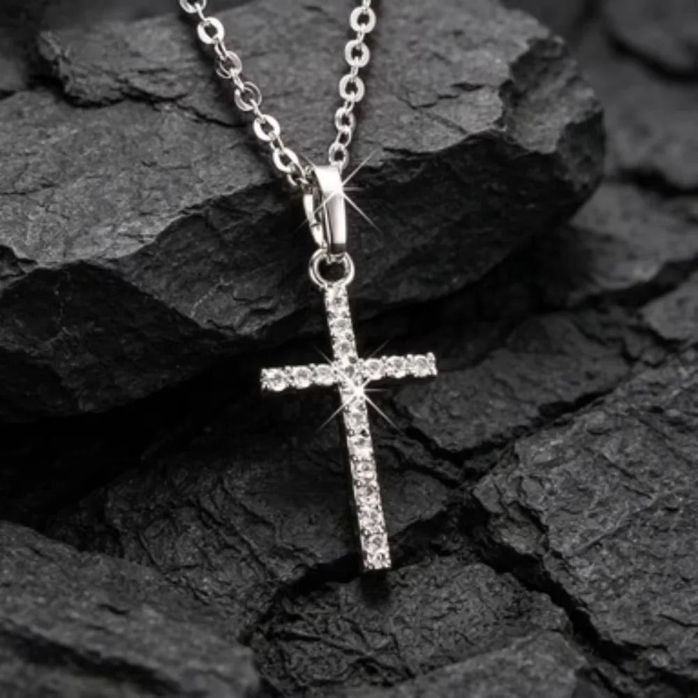 Cross Necklaces Chain Simple Pendants for Women Men Zircon Rhinestone Jewelry Gifts