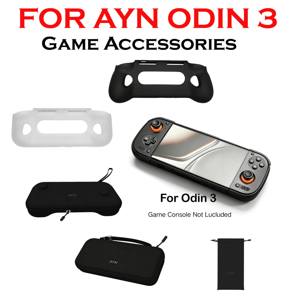 Compatible Accessories for AYN Odin 3 Handheld Console: TPU Grip Shell Protective Shell Carrying Case Storage Pouch