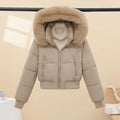 Women's New Winter Velvet Thickened Cotton-padded Jacket Hooded Short Long-sleeved Cotton-padded Jacket Jacket Women