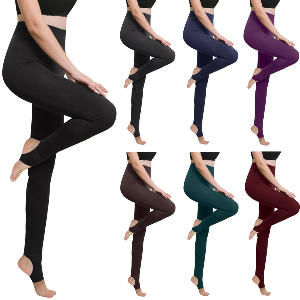 Women's Autumn Winter One-Piece Footed Leggings Stretchy Slimming Warm Leggings Versatile Pantyhose for Commuting Outerwear