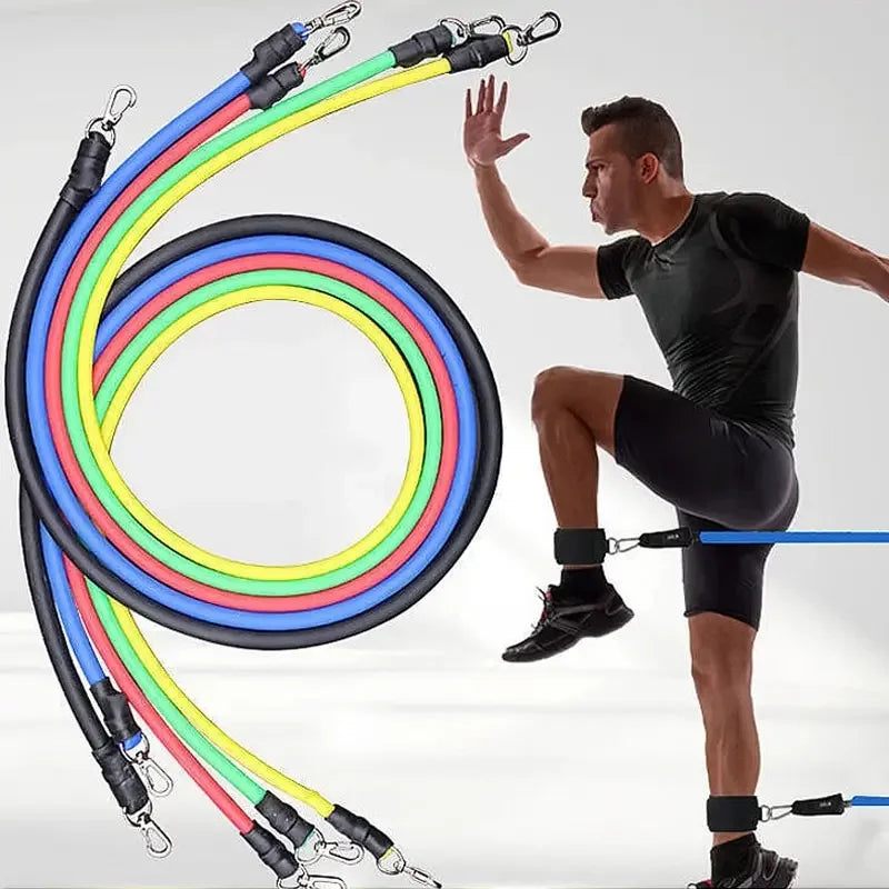 11pcs/Set Pull Rope, Resistance Bands, Portable Fitness Equipment, Ankle Strap, Chest Expander, Elastic Exercise Band