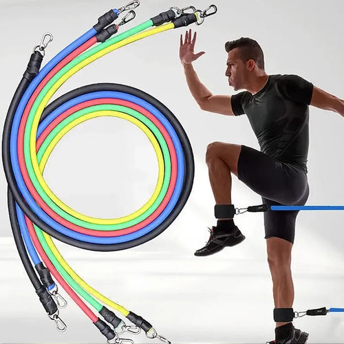 11pcs/Set Pull Rope, Resistance Bands, Portable Fitness Equipment, Ankle Strap, Chest Expander, Elastic Exercise Band