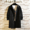 Fashion Denim Trench Coat 2026 Men's Spring Autumn Mid-length Jean Jacket Casual Windbreaker Loose Coats Large Size 5XL