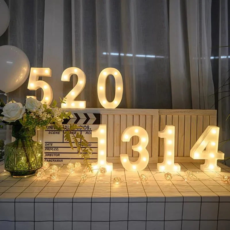 Alphabet LED Letter Lights Luminous Number Lamp Battery Night Light for Wedding Birthday Christmas Party  Home Decoration