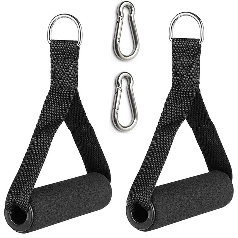 Pull Rope Grip Fitness Accessories Exercise Band Handle Rally Handle with 2 Carabiners Handle Resistance Bands Foam Handle