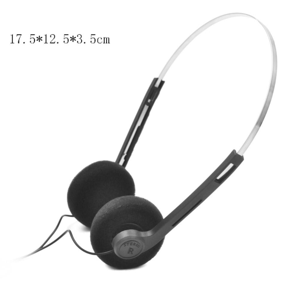 Schwarze kleine Kopfhörer mit silbernem Metall-Stirnband und kreisförmigen Hörmuscheln mit dem r-Logo, ausgelegt als retro-kabelgebundene, tragbare Audioausrüstung für Over-Ear.