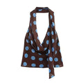Chic Summer Outfits Women's Polka Dot Midi Skirt Set with Scarf Halter Design