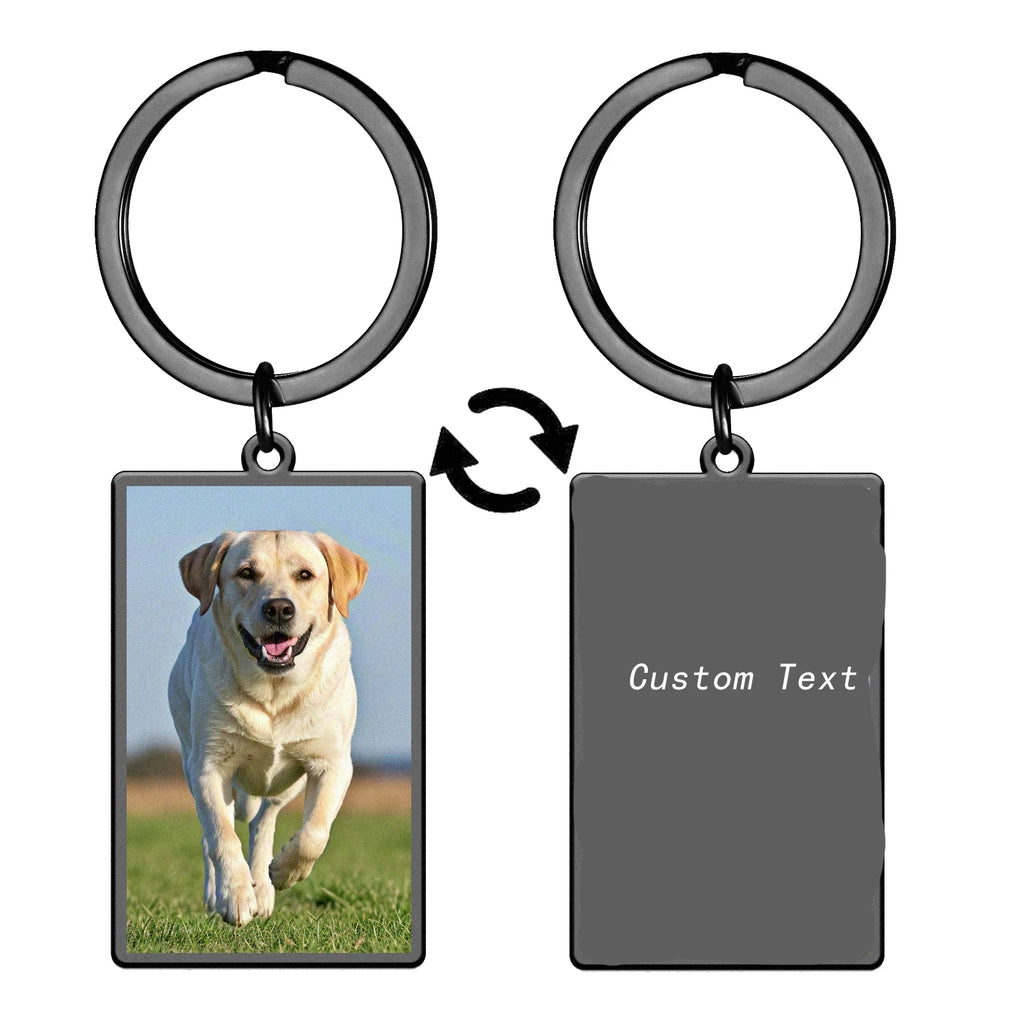 Personalized Photo Keychain Custom Rectangle Pendant Single Double Side Print Picture Key Ring Customized Family Party Gifts