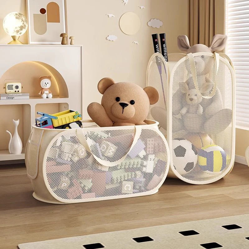 Kids Toy Storage Bin, Portable Large Capacity Organizer Basket for Plush Toys, Building Blocks, Home Playroom Organization