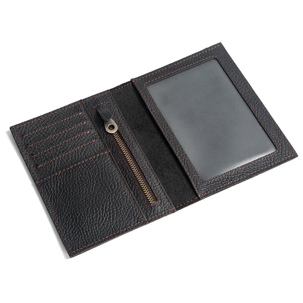 All-in-One Leather Passport Holder - Travel Wallet with Zipper & Card Slots, Durable Document Organizer for Trips & Business