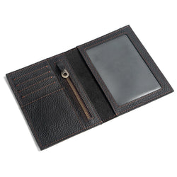 All-in-One Leather Passport Holder - Travel Wallet with Zipper & Card Slots, Durable Document Organizer for Trips & Business