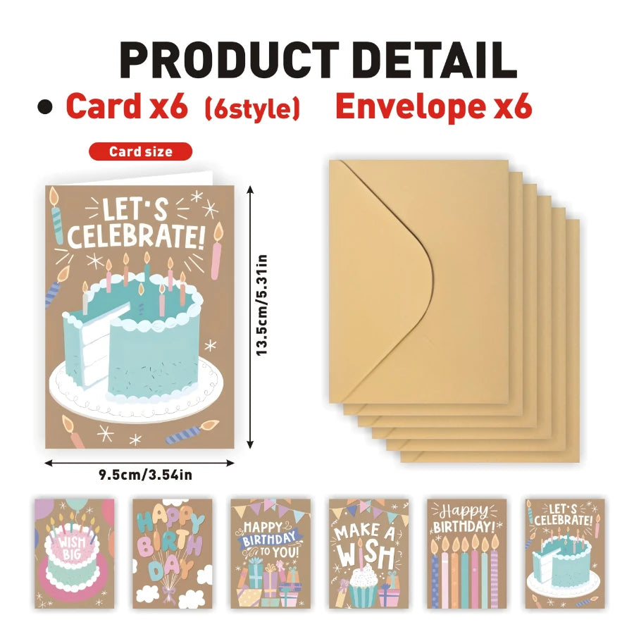 12 Fun Birthday Greeting Cards with Envelopes, -Heartfelt Thank You Cards for Birthdays, Mother's Day, Teacher's Day