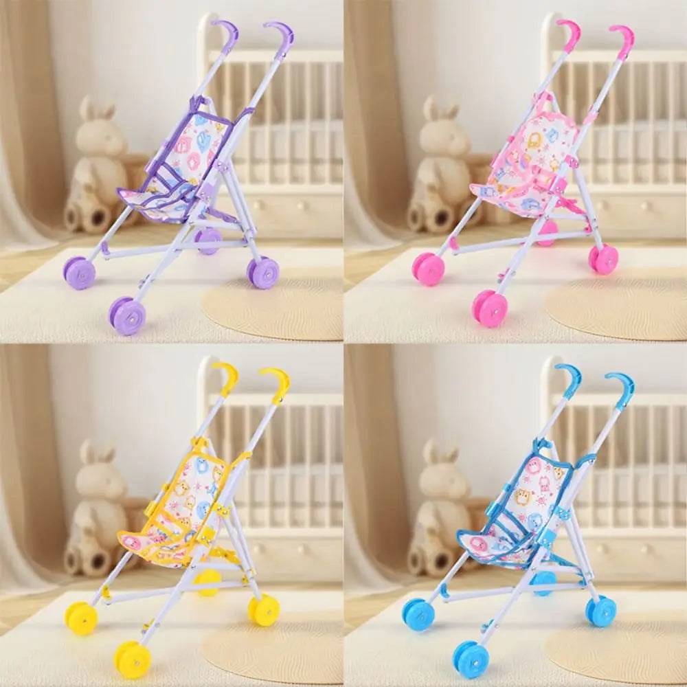Baby Stroller Trendy Interactive Dolls Pram Plastic Stable Doll Handcart Play Toys Doll Stroller for Boys Girls Doll Accessories