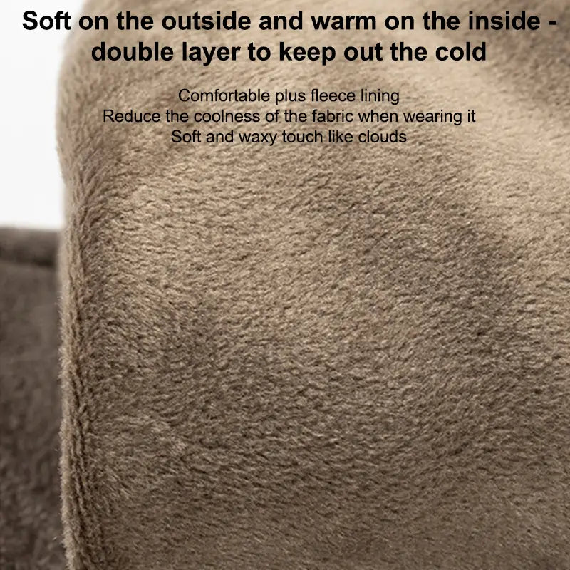 Guantes de invierno para mujer con pantalla táctil de forro interior acogedor y tejido polar de doble capa color beige, con textura suave y cerosa, y forro interior abrigado con lazo de terciopelo.