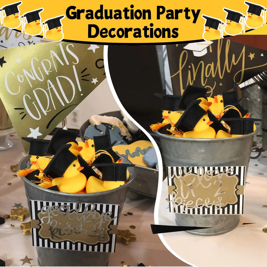24/48Pcs Graduation Rubber Ducks with Grad Cap Rubber Duck Graduation Party Duck Graduation Cap Duck for Student Graduation