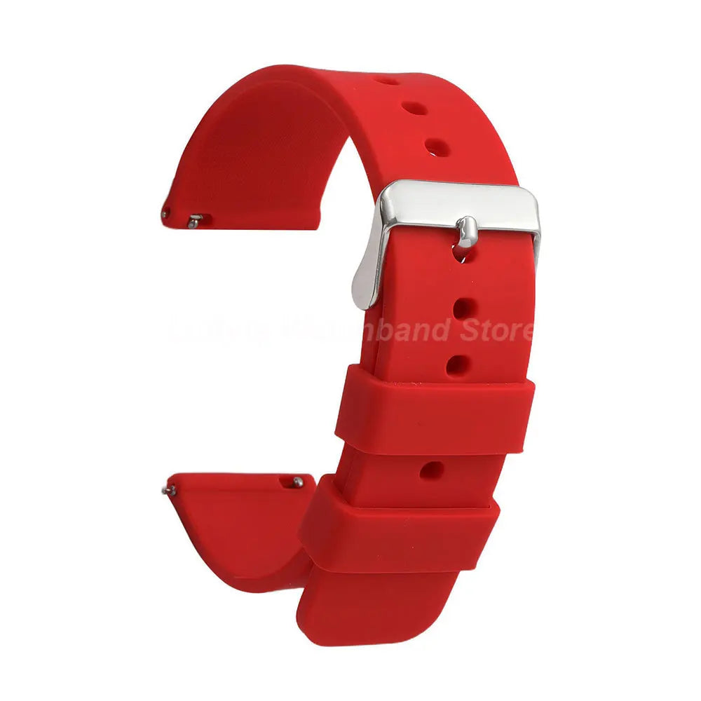 Men Women Fashhion Casual Silicone Wrist Strap 12 14 16 18 20 22 24mm with Quick Release Spring Bar Durable Smartwatch Band