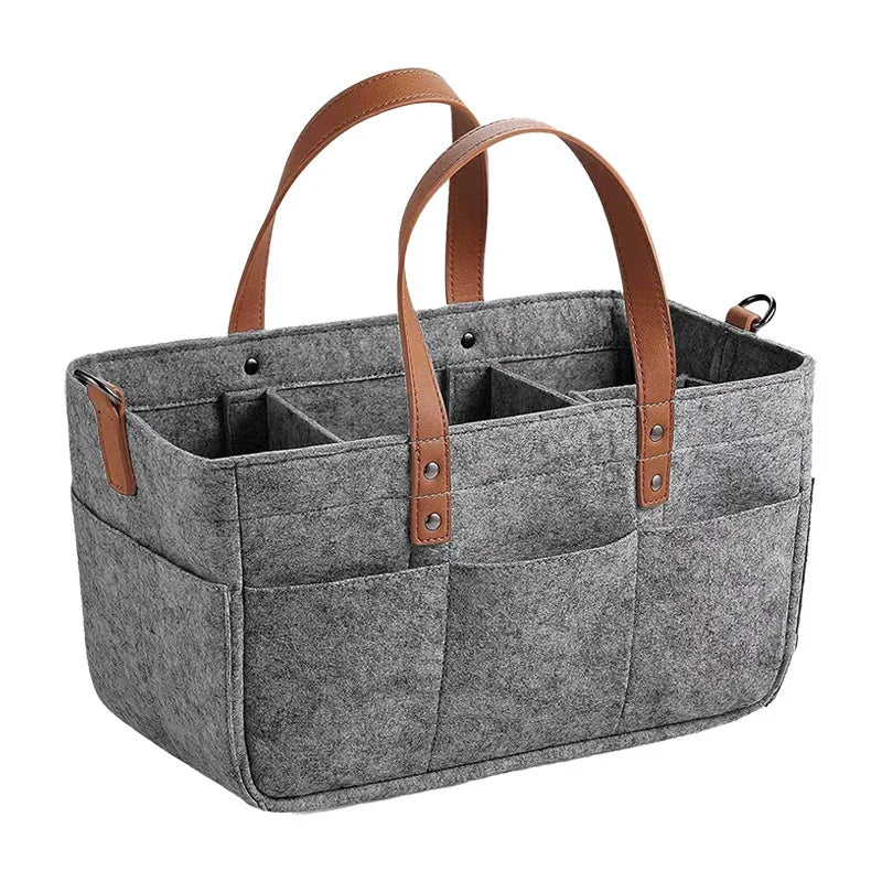Automobiles Baby Felt Storage Nursery Organizer Basket Infant Diaper Bag with Handle Caddy Changing Nappy Kids Storage Carrier
