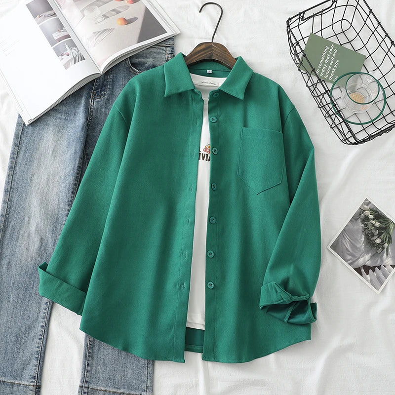 Women Blouses Solid Shirts Tunic Womens Tops And Blouses 2026 Womenswear Long Sleeve Clothing Button Up Down Loose White New