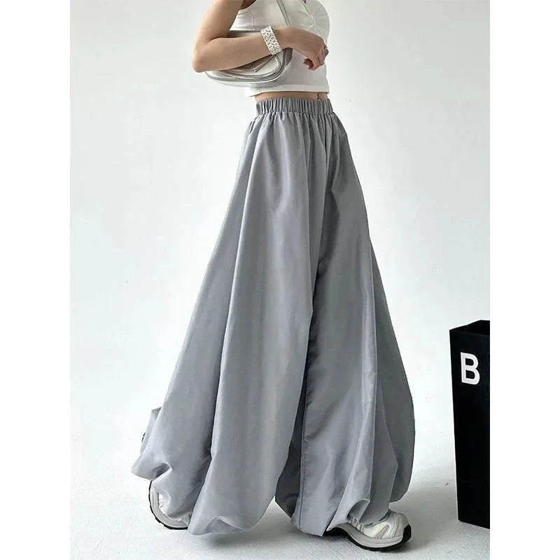 Women's Wide-Leg Pants High Waist Flowy Balloon Trousers